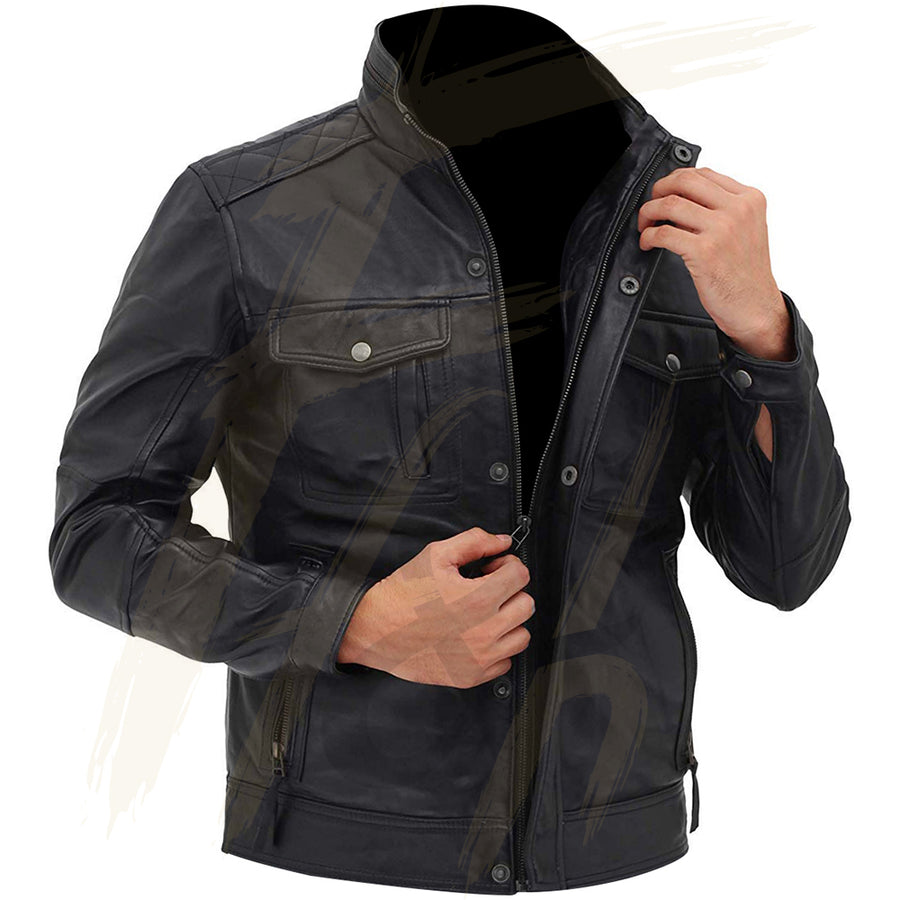 Black Lovers Formal Lambskin Leather Jacket for Men