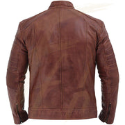 Brown Lambskin Leather Jacket Men – Distressed Leather Jacket Men in Brown