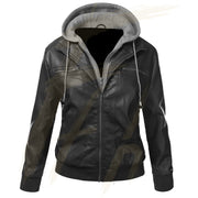 Fantastic Dual Look Lambskin Leather Jacket for women with Detachable Hood