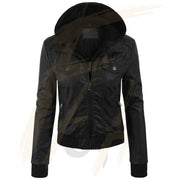 Lambskin Leather Jacket for women with Detachable Hoodie