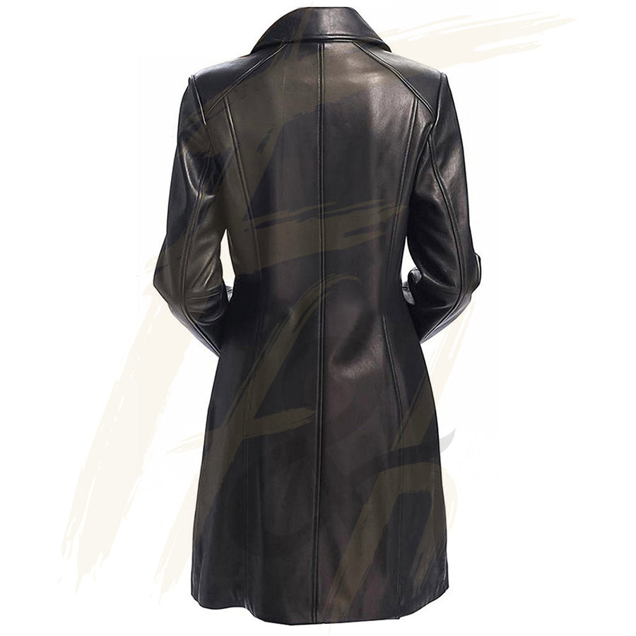 Long body Leather Coat for Women – Lambskin Black Full body Trench Coat - Full Coat