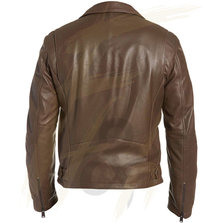 Mens Genuine Leather Biker Jacket Cowhide Brando Rustic