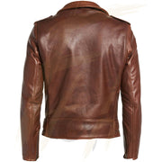 Notch Collar Distressed Leather Jacket for Men