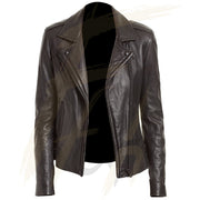 Notch Collar Quilted Faux Leather Jacket for Women (2)