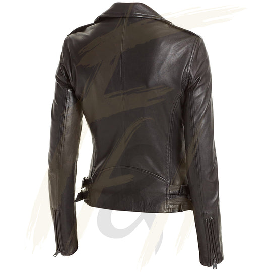 Notch Collar Quilted Faux Leather Jacket for Women