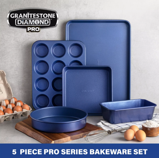 Granitestone Diamond Pro 5-Piece Bakeware Set in Blue