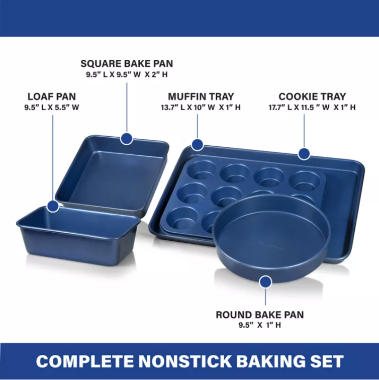 Granitestone Diamond Pro 5-Piece Bakeware Set in Blue