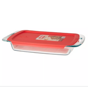 Pyrex® Easy Grab™ 3 qt. Oblong Glass Baking Dish with Red Plastic Cover