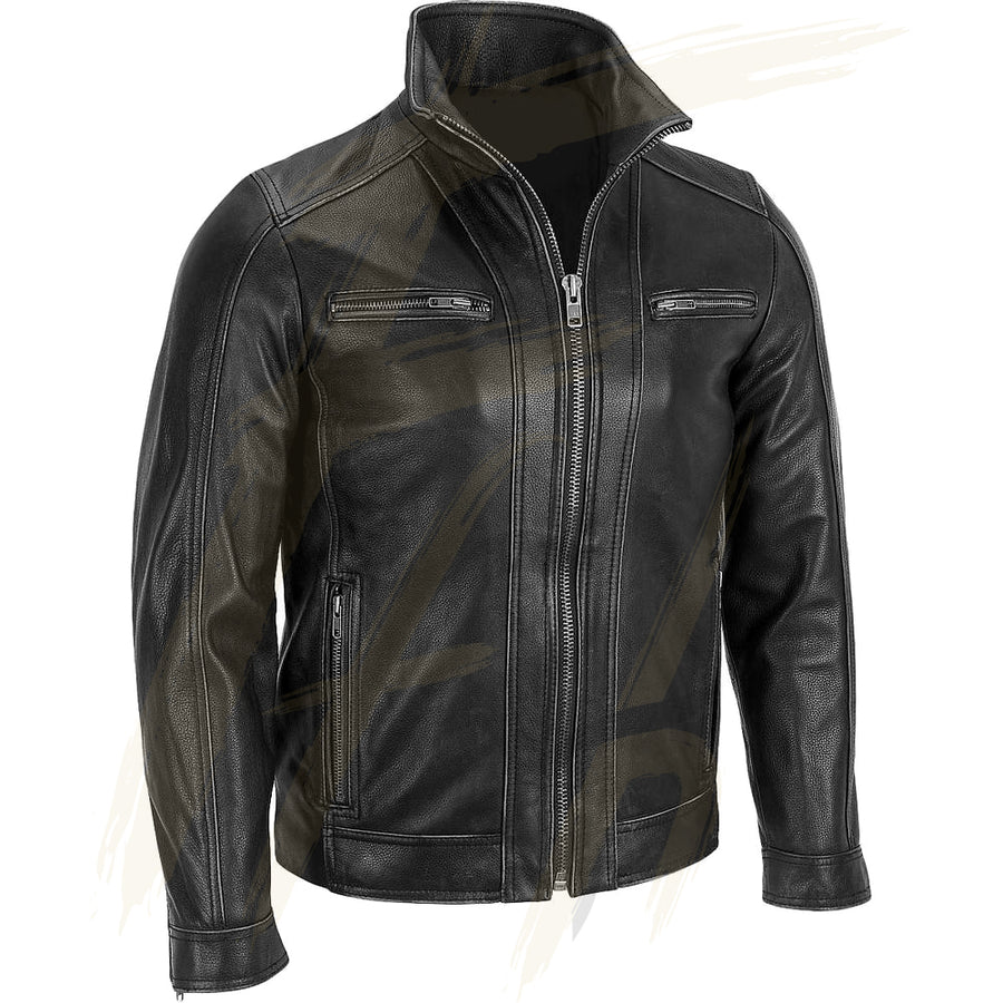 Special Bladed Lined Lambskin Leather Jacket for Men