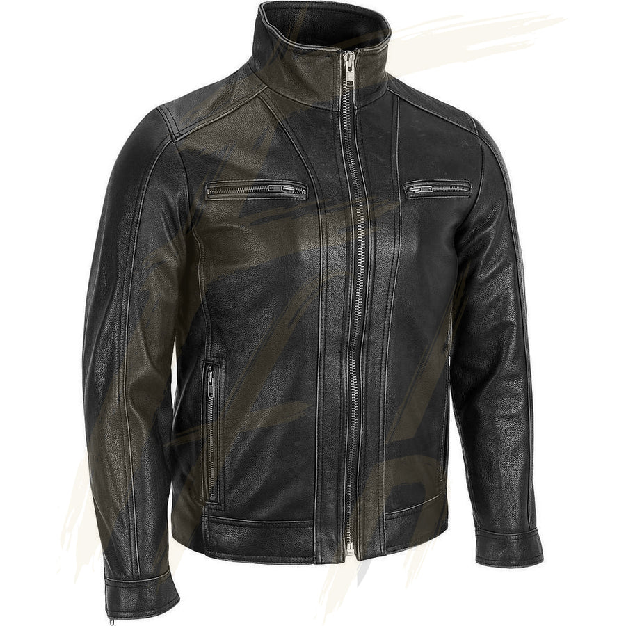 Special Bladed Lined Lambskin Leather Jacket for Men