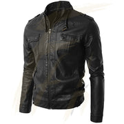 Style Symbol Elegant Slim Fit Quilted Black Faux Leather Jacket for Men