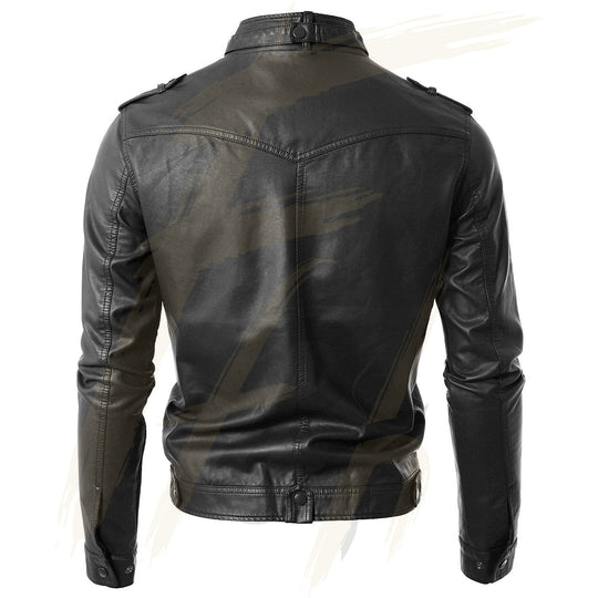 Style Symbol Elegant Slim Fit Quilted Black Faux Leather Jacket for Men