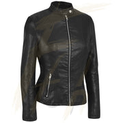 Stylish Biker's Black Lambskin Leather Jacket for Women