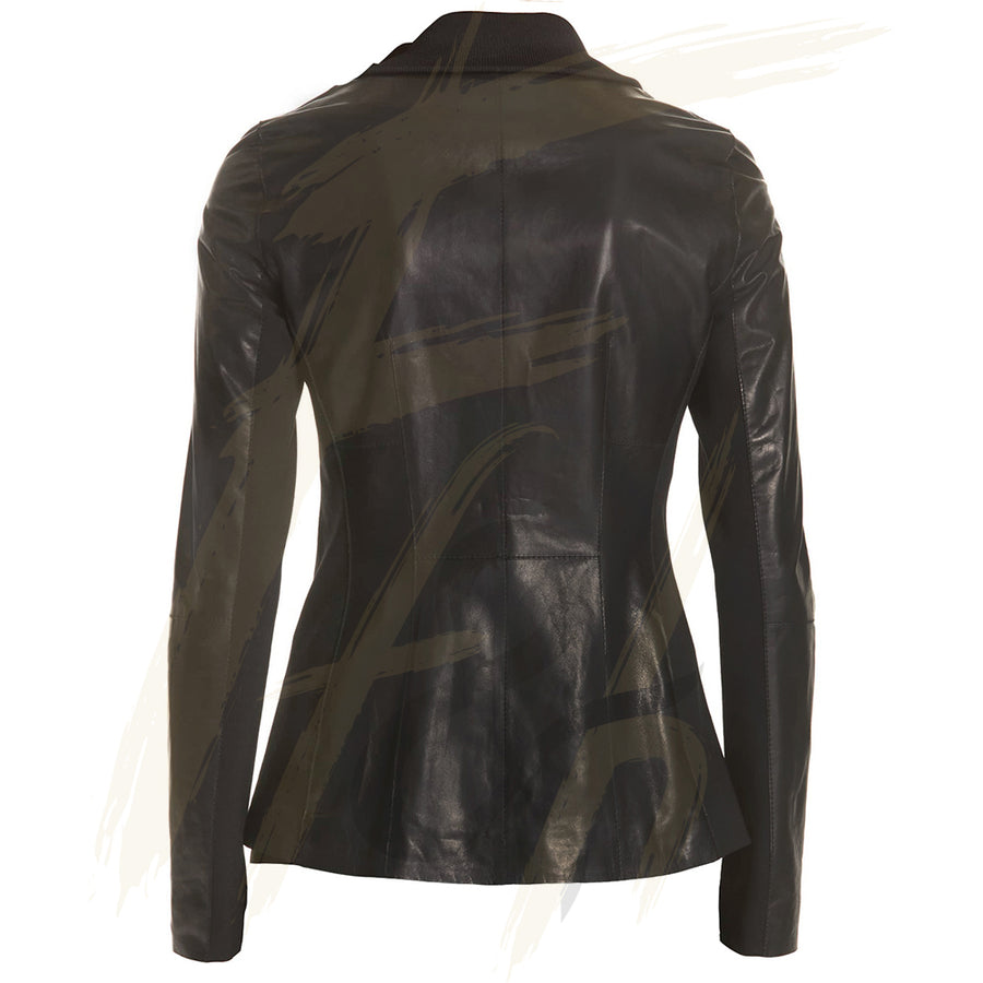 Women's Lambskin Leather Short Peacoat Jacket